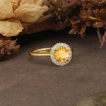 Unique and Luxurious 4-Prong Round Cut Citrine Engagement Ring - Additional view