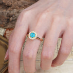 Unique and Luxurious 4-Prong Round Cut Turquoise Engagement Ring - Additional view