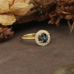Unique and Luxurious 4-Prong Round Cut Black Rutilated Quartz Engagement Ring - Additional view