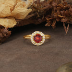 Unique and Luxurious 4-Prong Round Cut Garnet Engagement Ring - Additional view