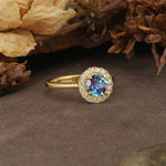 Unique and Luxurious 4-Prong Round Cut Alexandrite Engagement Ring - Additional view