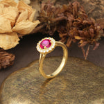 Unique and Luxurious 4-Prong Round Cut Ruby Engagement Ring - Additional view