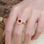 Unique and Luxurious 4-Prong Round Cut Ruby Engagement Ring - Additional view