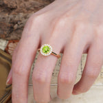 Unique and Luxurious 4-Prong Round Cut Peridot Engagement Ring - Additional view