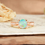 Classic Vintage 4-Prong Round Cut Fire Opal Engagement Ring - Additional view