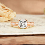 Classic Vintage 4-Prong Round Cut Lab Diamond Engagement Ring - Additional view