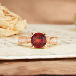 Classic Vintage 4-Prong Round Cut Garnet Engagement Ring - Additional view