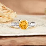 Classic Vintage 4-Prong Round Cut Citrine Engagement Ring - Additional view