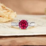 Classic Vintage 4-Prong Round Cut Ruby Engagement Ring - Additional view