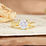 Classic Vintage 4-Prong Round Cut Moissanite Engagement Ring - Additional view