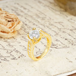 Classic Vintage 4-Prong Round Cut Moissanite Engagement Ring - Additional view