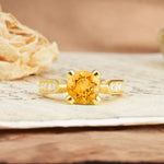 Classic Vintage 4-Prong Round Cut Citrine Engagement Ring - Additional view