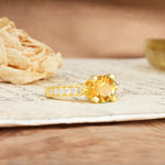 Classic Vintage 4-Prong Round Cut Citrine Engagement Ring - Additional view