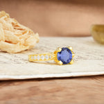 Classic Vintage 4-Prong Round Cut Tanzanite Engagement Ring - Additional view