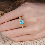 Classic Vintage 4-Prong Round Cut Turquoise Engagement Ring - Additional view