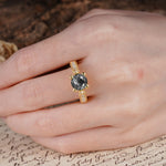 Classic Vintage 4-Prong Round Cut Black Rutilated Quartz Engagement Ring - Additional view