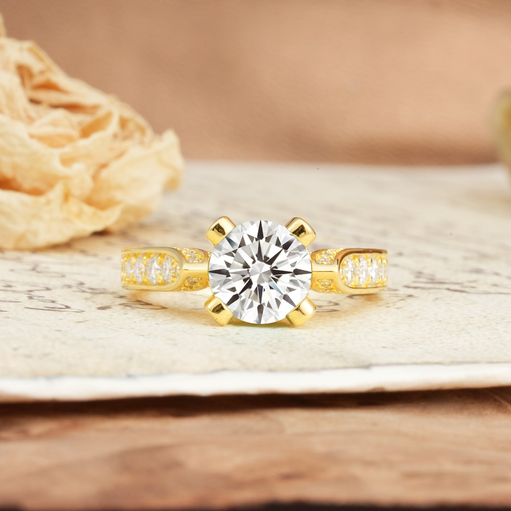 Classic Vintage 4-Prong Round Cut Lab Diamond Engagement Ring - Additional view