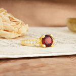 Classic Vintage 4-Prong Round Cut Garnet Engagement Ring - Additional view