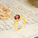 Classic Vintage 4-Prong Round Cut Garnet Engagement Ring - Additional view