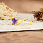 Classic Vintage 4-Prong Round Cut Amethyst Engagement Ring - Additional view