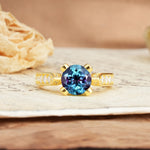 Classic Vintage 4-Prong Round Cut Alexandrite Engagement Ring - Additional view