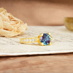 Classic Vintage 4-Prong Round Cut Alexandrite Engagement Ring - Additional view