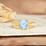 Classic Vintage 4-Prong Round Cut Moonstone Engagement Ring - Additional view