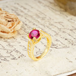 Classic Vintage 4-Prong Round Cut Ruby Engagement Ring - Additional view