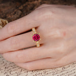Classic Vintage 4-Prong Round Cut Ruby Engagement Ring - Additional view