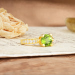 Classic Vintage 4-Prong Round Cut Peridot Engagement Ring - Additional view