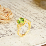 Classic Vintage 4-Prong Round Cut Peridot Engagement Ring - Additional view