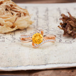 Uniquely Elegant, Twisting 4-Prong Round Cut Citrine Engagement Ring - Additional view