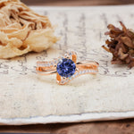 Uniquely Elegant, Twisting 4-Prong Round Cut Tanzanite Engagement Ring - Additional view