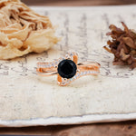 Uniquely Elegant, Twisting 4-Prong Round Cut Black Onyx Engagement Ring - Additional view