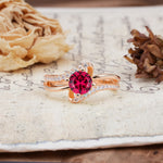 Uniquely Elegant, Twisting 4-Prong Round Cut Ruby Engagement Ring - Additional view