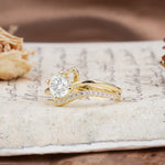 Uniquely Elegant, Twisting 4-Prong Round Cut Moissanite Engagement Ring - Additional view