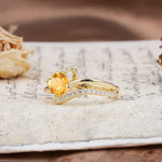 Uniquely Elegant, Twisting 4-Prong Round Cut Citrine Engagement Ring - Additional view