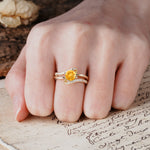 Uniquely Elegant, Twisting 4-Prong Round Cut Citrine Engagement Ring - Additional view