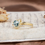 Uniquely Elegant, Twisting 4-Prong Round Cut Moss Agate Engagement Ring - Additional view