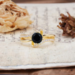 Uniquely Elegant, Twisting 4-Prong Round Cut Black Onyx Engagement Ring - Additional view