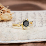 Uniquely Elegant, Twisting 4-Prong Round Cut Black Onyx Engagement Ring - Additional view