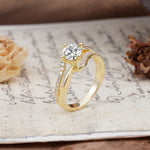 Uniquely Elegant, Twisting 4-Prong Round Cut Lab Diamond Engagement Ring - Additional view