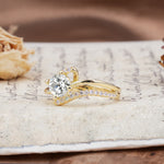 Uniquely Elegant, Twisting 4-Prong Round Cut Lab Diamond Engagement Ring - Additional view