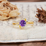 Uniquely Elegant, Twisting 4-Prong Round Cut Amethyst Engagement Ring - Additional view