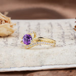 Uniquely Elegant, Twisting 4-Prong Round Cut Amethyst Engagement Ring - Additional view