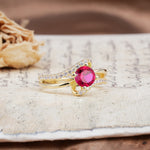 Uniquely Elegant, Twisting 4-Prong Round Cut Ruby Engagement Ring - Additional view