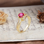 Uniquely Elegant, Twisting 4-Prong Round Cut Ruby Engagement Ring - Additional view