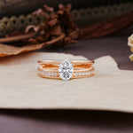 Luxurious Double-Row Pavé, 4-Prong, Oval Cut Lab Diamond Engagement Ring - Additional view