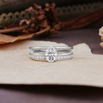 Luxurious Double-Row Pavé, 4-Prong, Oval Cut Lab Diamond Engagement Ring - Additional view