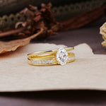 Luxurious Double-Row Pavé, 4-Prong, Oval Cut Moissanite Engagement Ring - Additional view
